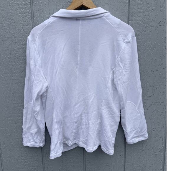 BLEUSALT white lensing modal ultra soft Schoolboy knit short blazer jacket top - Picture 5 of 10